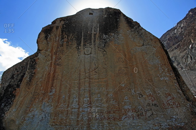 A Buddhist rock carving in a remote location in Pakistan