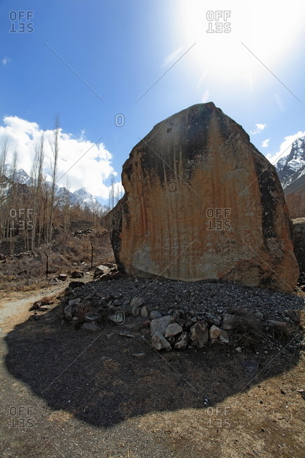 A Buddhist rock carving in a remote location in Pakistan