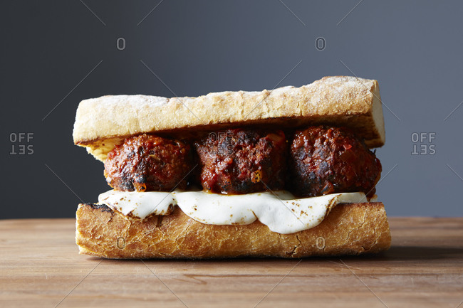 Toasted chicken meatball sub sandwich