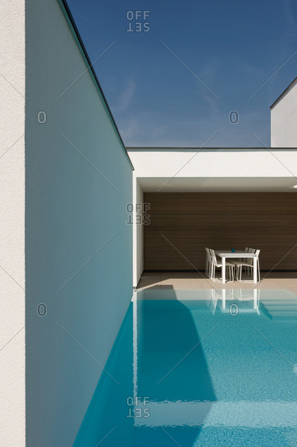 Modern white home with outdoor pool