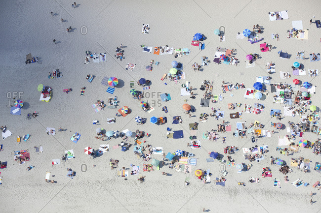 Crowded beach in Coney Island, Brooklyn, NYC