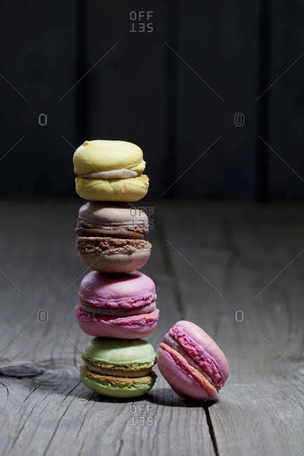 Stack of different macarons
