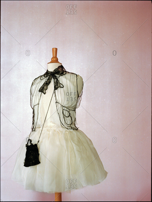 Frilly dress on a dress form