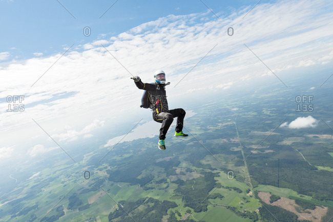 Sky-diver in air freefalling
