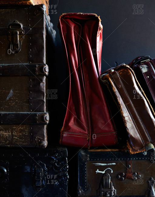 Leather satchels and trunks
