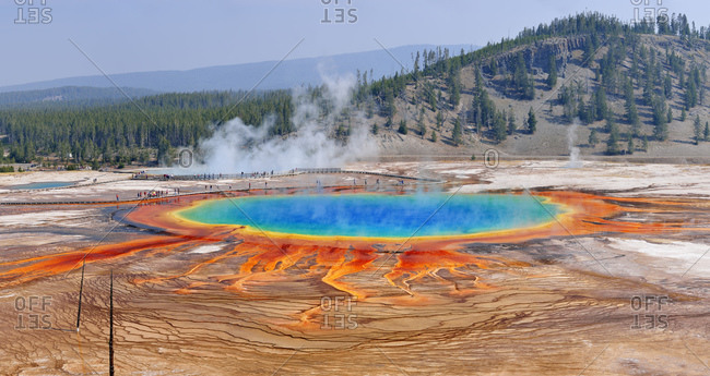 Grand Prismatic Spring at Midway Geyser Basin, Yellowstone National Park, Wyoming