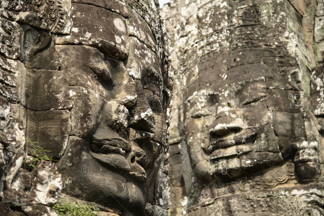 Faces of Lokesvara in Angkor Wat, Cambodia