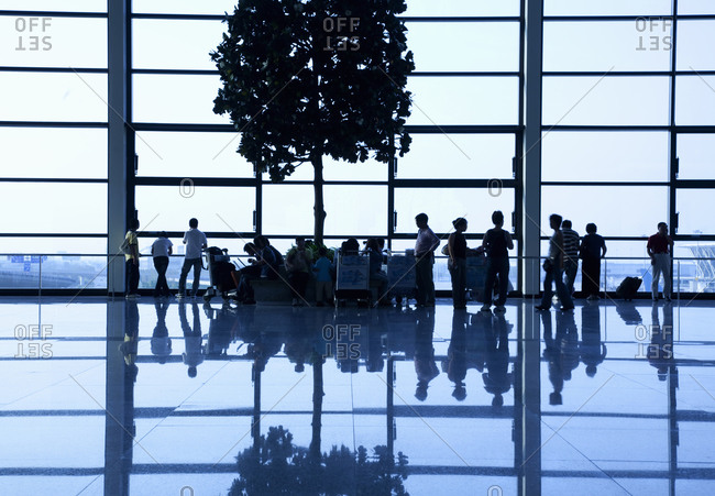 People waiting at the Shanghai airport, China