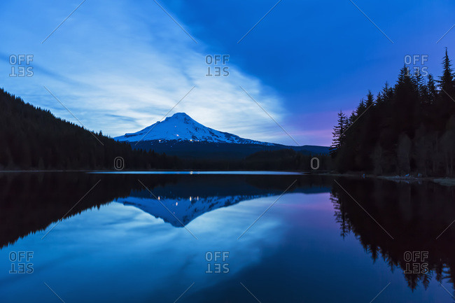 Mount Hood and Trillium Lake at dusk, Oregon