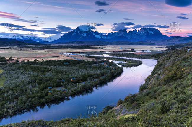 Rio Paine at sunset, Torres del Paine National Park