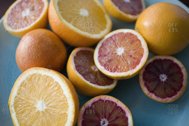 Citrus fruits on a blue background