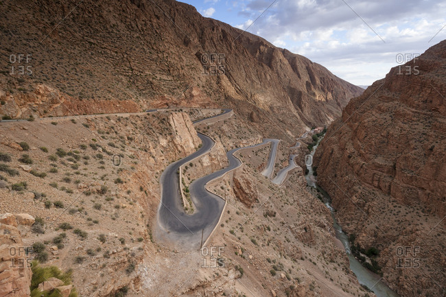 Very windy road in the Atlas Mountain, Morocco, North Africa