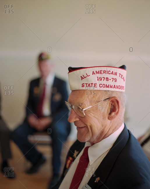 Portrait of an elderly American war veteran
