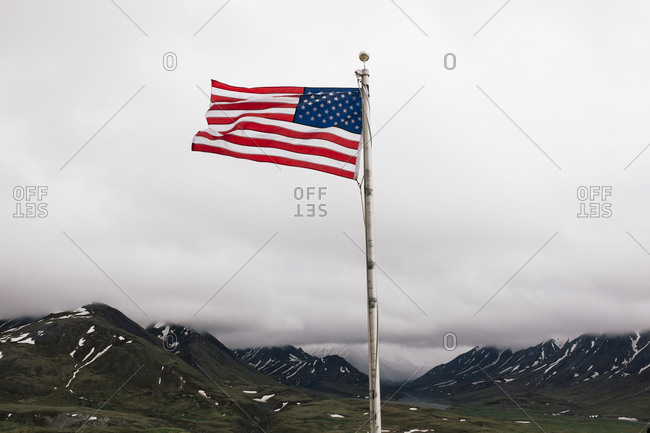 American flag blowing in the wind