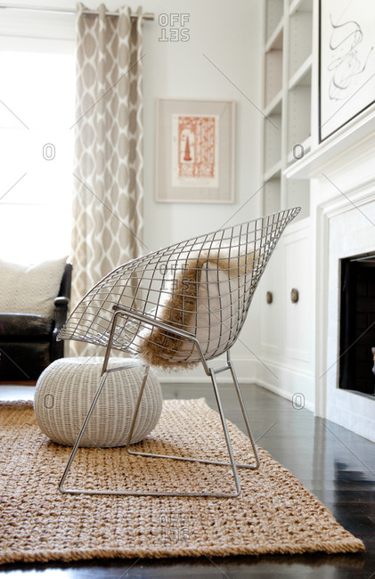 Wire mesh chair in a stylish living room