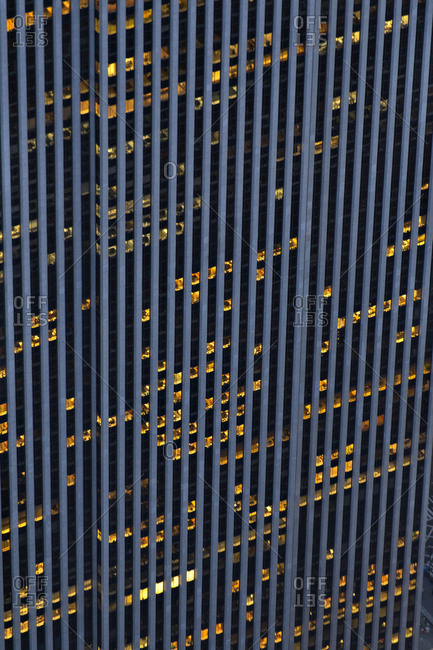 The facade of a modern office building in New York City