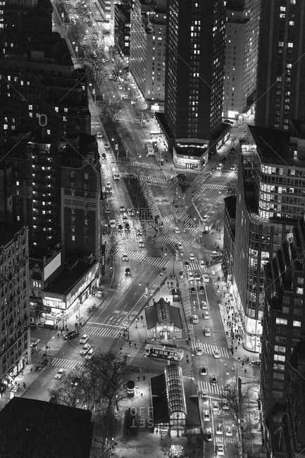 Busy junction in Manhattan, New York