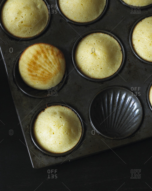 Madeleines in a baking pan