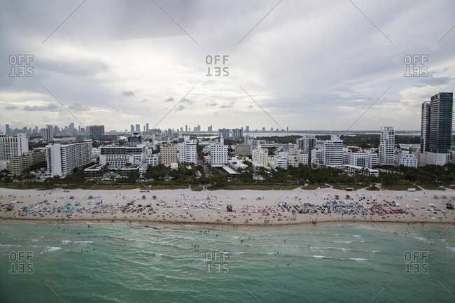 Crowded beach in Miami