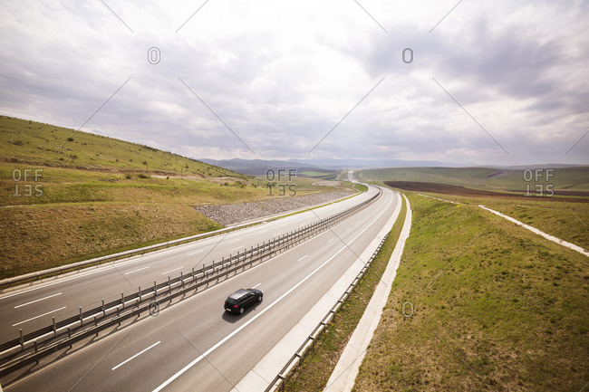 Single car on a highway