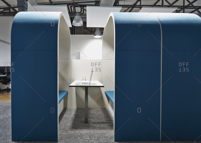 Modern office cubicle with noise protection partition wall