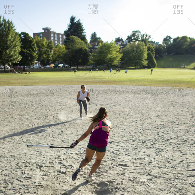 Softball game in Vancouver, Canada