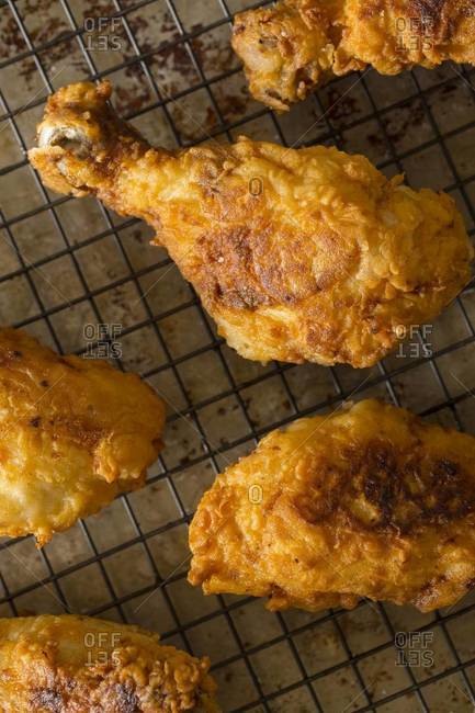 Fried chicken drumsticks