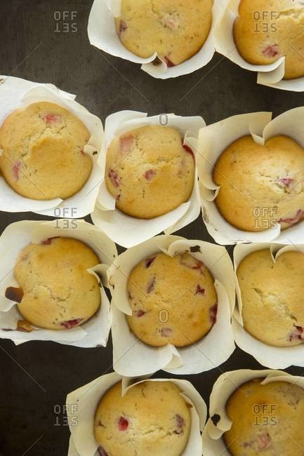 Strawberry and rhubarb muffins