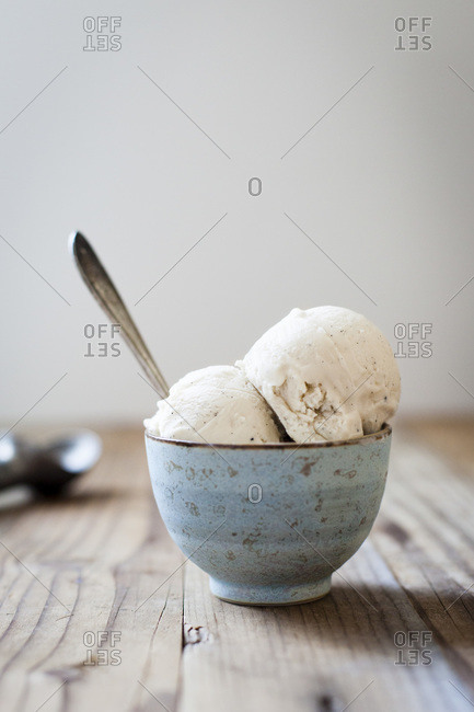Vanilla bean ice cream in bowl