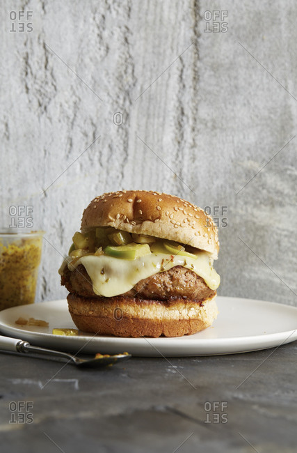 Turkey burger with jalapeno and cheese