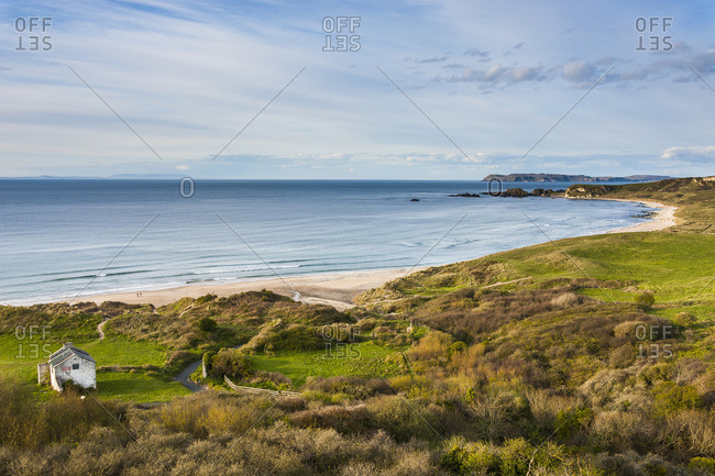 View over Whitepark Bay (White Park Bay), County Antrim, Ulster, Northern Ireland, United Kingdom, Europe