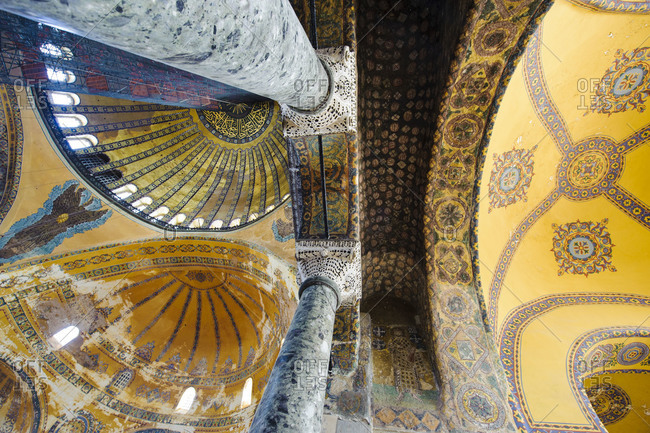 Ceiling of the Hagia Sophia mosque in Istanbul, Turkey