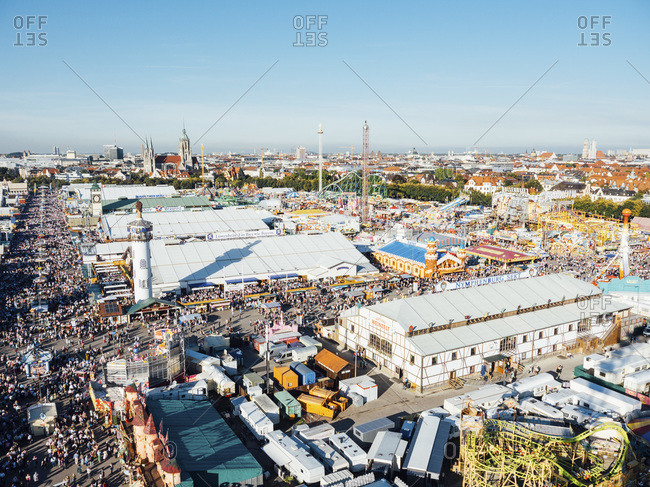 View of Oktoberfest fair on Theresienwiese