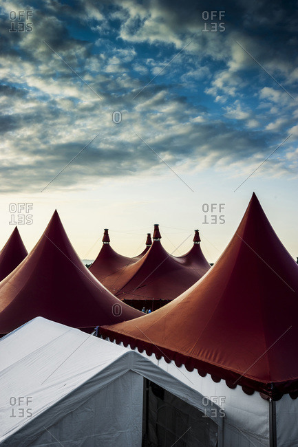 Pointed tents at Zelt-Musik-Festival in Freiburg im Breisgau, Germany