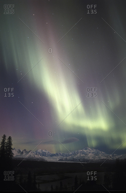 Pastel aurora above Mount McKinley, Alaska