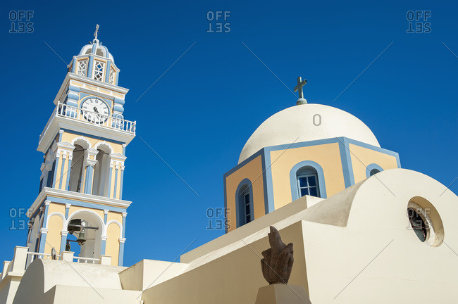 Fira\'s Catholic Cathedral dedicated to Saint John The Baptist in Santorini, Greece