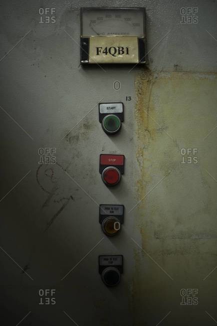 Buttons in an old abandoned factory