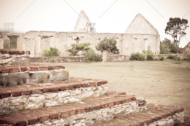 Ruins of a hacienda in colonial silver mining town of Pozos, Mexico