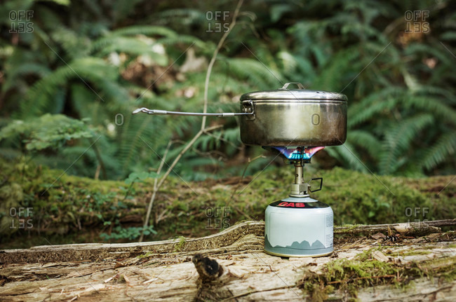 Cooking food on a camp stove