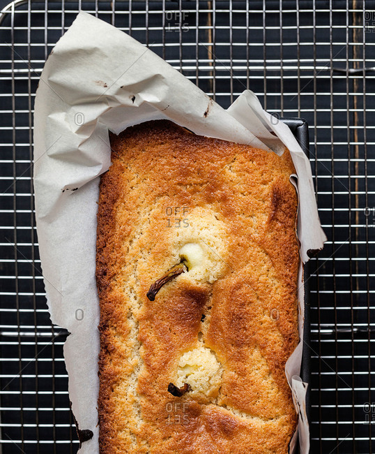 Fresh baked pear bread with cardamom and cloves