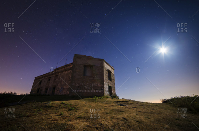 Ruin of a military building at moonlight, Ferrol