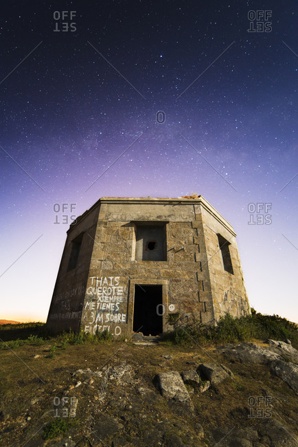 Ruin of a military building at moonlight, Ferrol