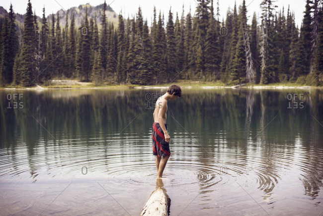 Teenager at Sunrise Lake in Mt Rainier National Park, Washington