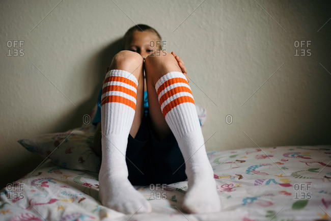 Boy wearing knee-high tube socks