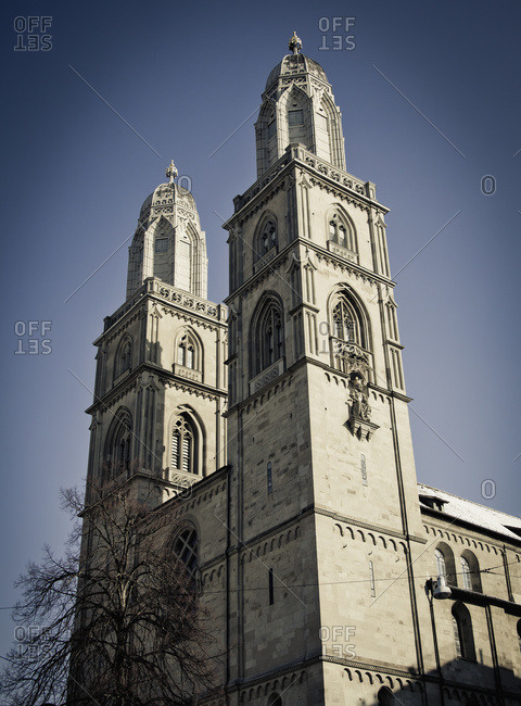 Grossmunster a romanesque-style protestant church, Zurich, Switzerland