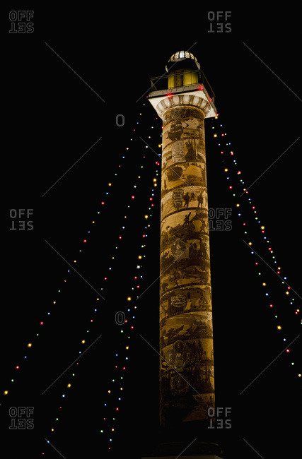 Holiday lights brighten the Astoria Column, Astoria, Oregon, United States of America