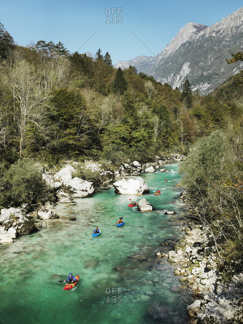 Kayaking on the Soca river in Slovenia