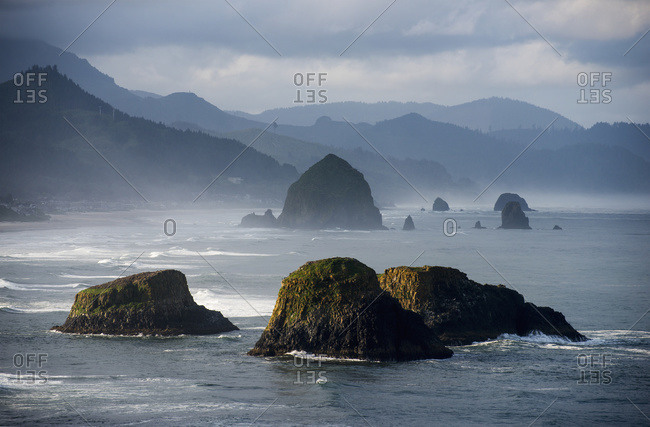 Spectacular coastal scenery is found at Ecola State Park, Cannon Beach, Oregon, United States of America