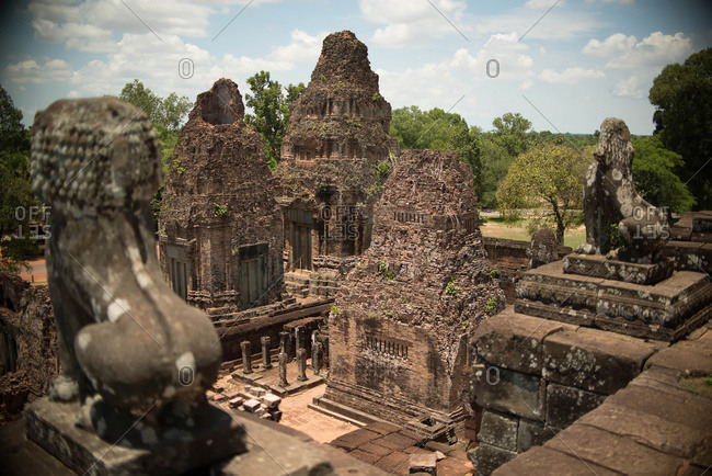 A view from the top of one of the many temples in the Angkor Wat temple complex, Siem Reap, Cambodia