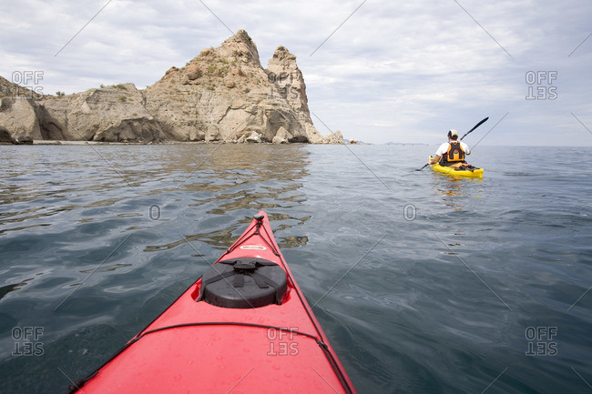 People kayaking in the sea of Cortez, Baja, Mexico
